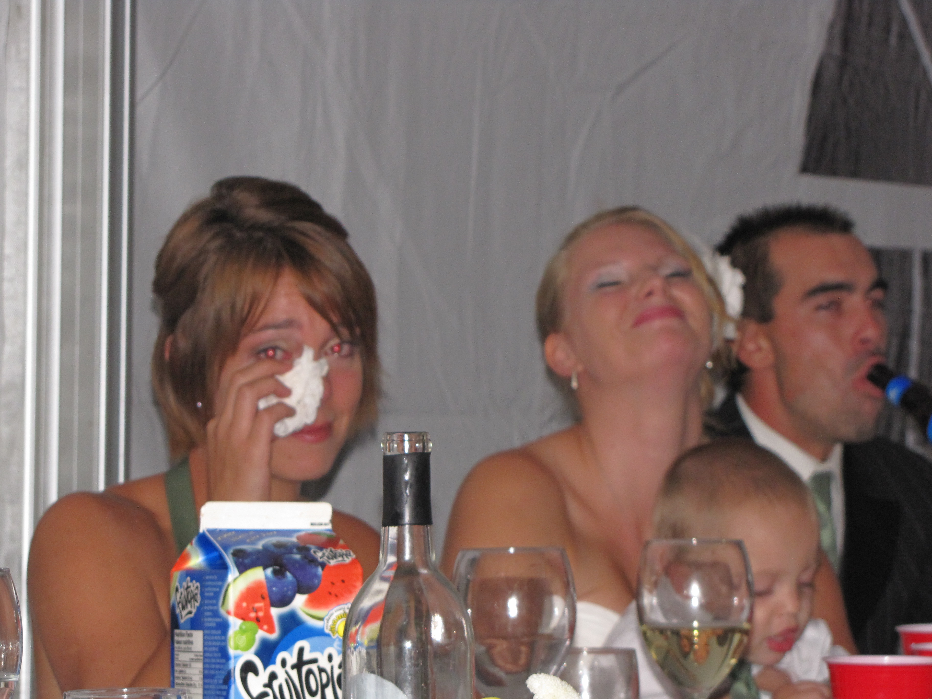 members of the wedding party crying