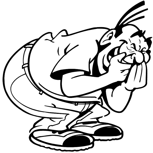 clipart image of old man bent over laughing